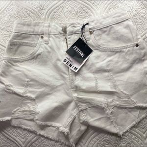 Charlotte Ruse white jean shorts